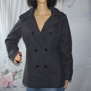 Wool Coat Designer with hood Christopher Banks Designer S Gray